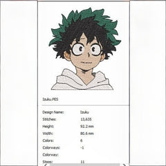 Izuku Midoriya My Hero Academia _ Machine Embroidery Design