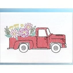 Car & Flowers _ Machine Embroidery Design _ FancyWorKech