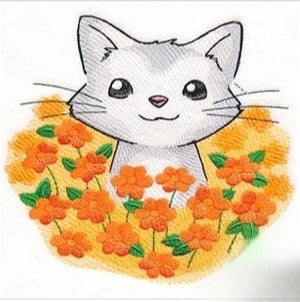 Cat Flowers _ Machine Embroidery Design