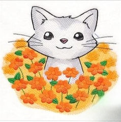 Cat Flowers _ Machine Embroidery Design