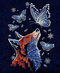 Fox with Butterflies _ Machine Embroidery Design