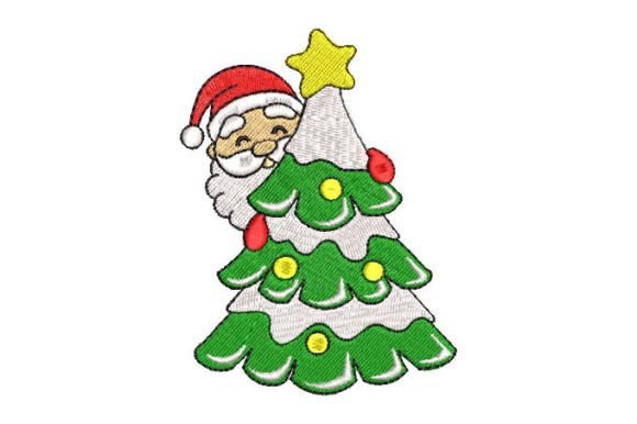 Christmas tree with santa Claus _ Machine Embroidery Design