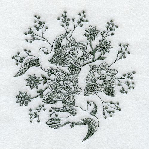 Bird & Flowers _ Machine Embroidery Design