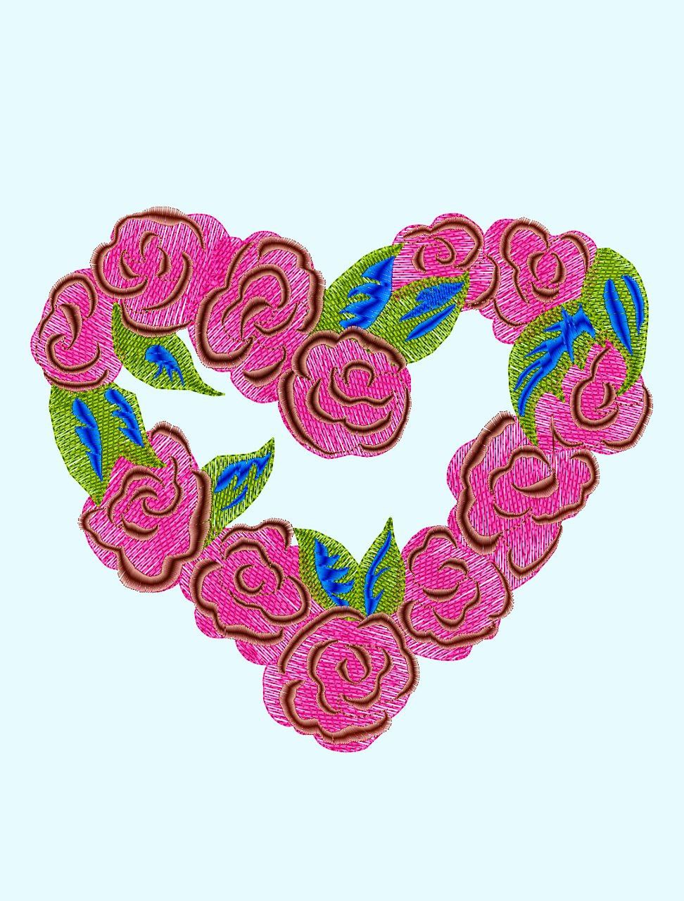 heart _ flowers _ Machine Embroidery Design