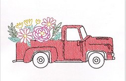 Car & Flowers _ Machine Embroidery Design _ FancyWorKech