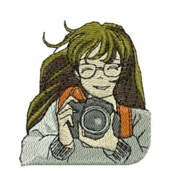 Young Woman Photographer _ Machine Embroidery Design / FancyWorKech