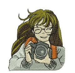 Young Woman Photographer _ Machine Embroidery Design / FancyWorKech