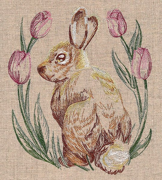 Rabbit Flowers _ Machine Embroidery Design