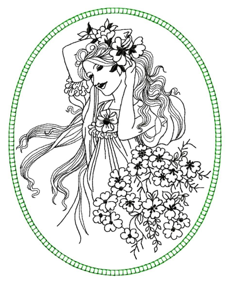 Young Woman _ Machine Embroidery Design