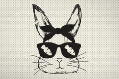 Cute Bunny Black _ Glasses / Machine Embroidery Design