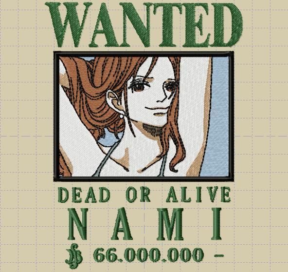 Nami One Piece Wanted _ Machine Embroidery Design