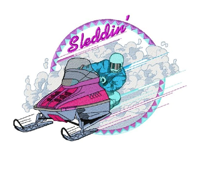 Snowmobile _ Machine Embroidery Design