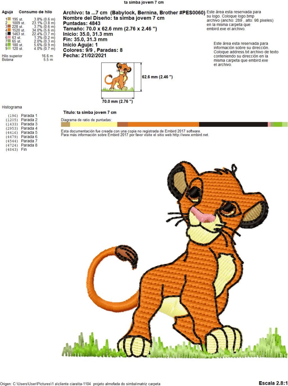 Simba _ Machine Embroidery Design