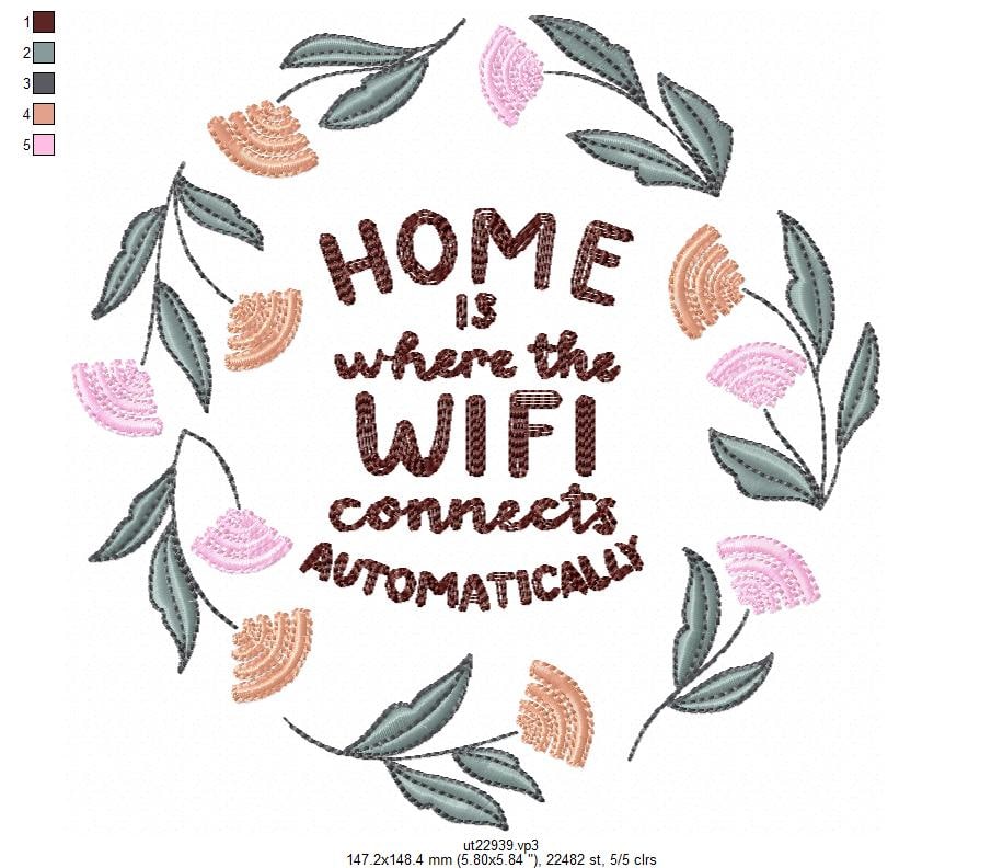 Home is Where the wifi connects automatically _ Machine Embroidery Design