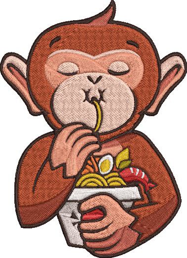 Monkey Noodles _ Machine Embroidery Design