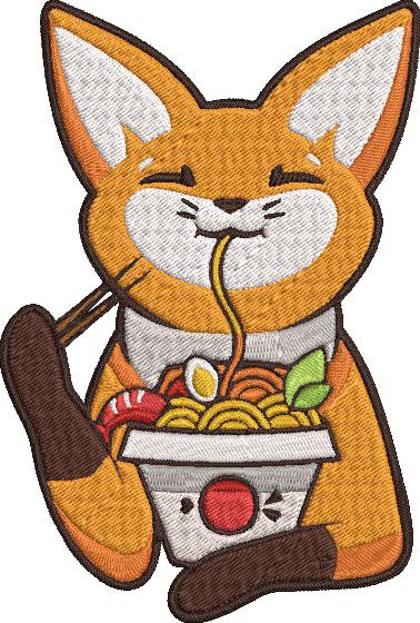 Fox Noodles _ Machine Embroidery Design