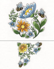 Flowers bees _ Machine Embroidery Design