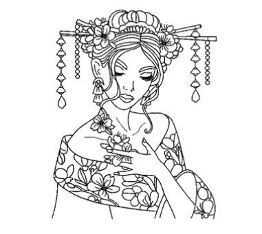 Asian Lady _ Machine Embroidery Design