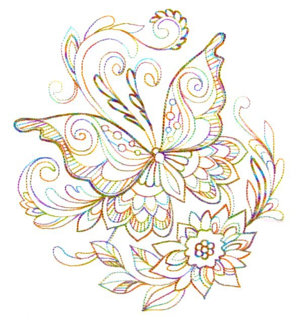 Butterfly Flower _ Machine Embroidery Design