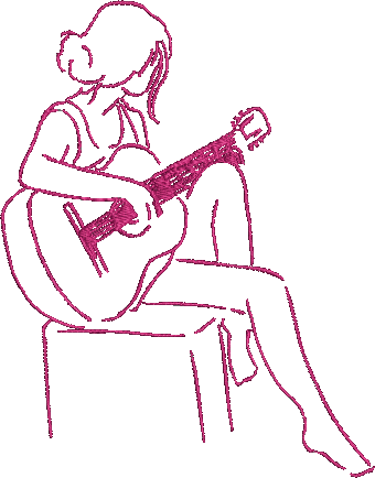 Woman Guitar _ Machine Embroidery Design