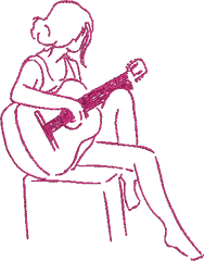 Woman Guitar _ Machine Embroidery Design