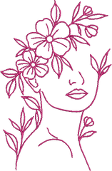 Woman Flowers _ Machine Embroidery Design