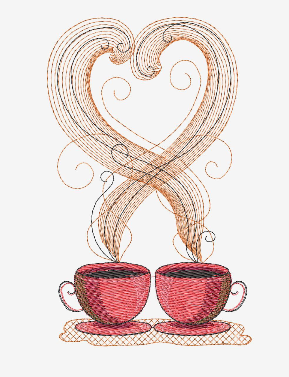 Coffee Cup love _ Machine Embroidery Design