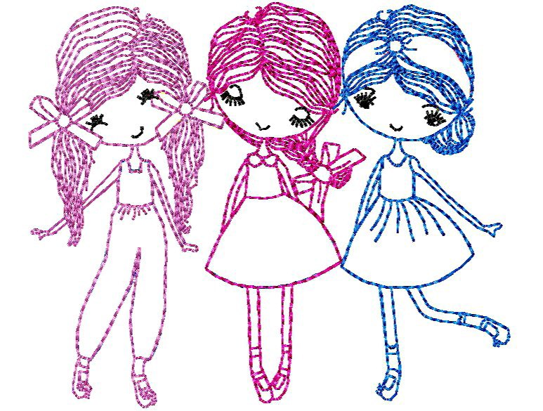 Girls _ Machine Embroidery Design