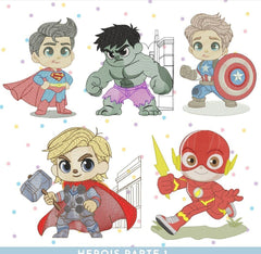 Herois kids _ Superheroes _ Machine Embroidery Design