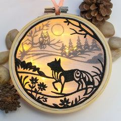 Fox Shadowbox _ Machine Embroidery Design