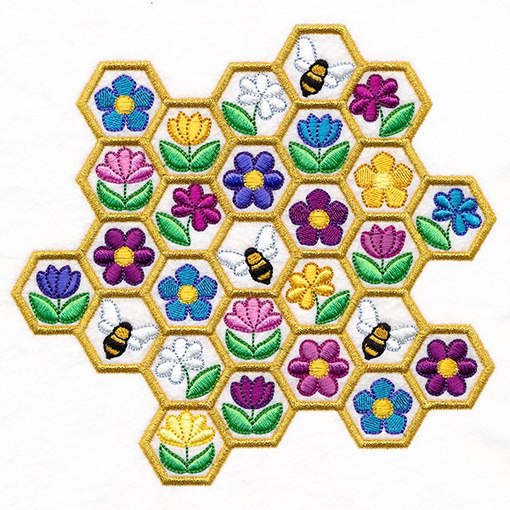 Beehive & beautiful flowers _ Machine Embroidery Design